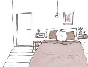 progetto camera da letto disegno